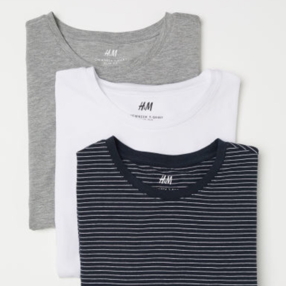 H&M 3 pack Slim-Fit T-Shirts
